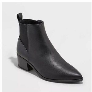 Women's Gwen Low Shaft Heeled Boots Black- A New Day™9.5